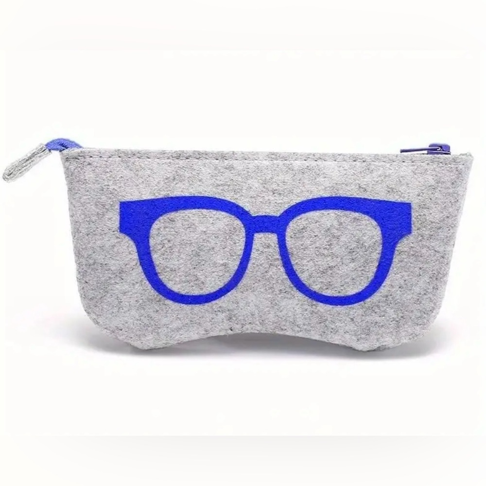 Glasses Pouch, NEW, Zip Top Fashion Glasses Case, Gray & Blue